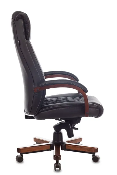 T-9924WALNUT/BLACK Кресло руководителя Бюрократ T-9924WALNUT черный  кожа крестов. металл/дерево