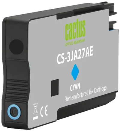 Картридж струйный Cactus CS-3JA27AE 963XL (есть ограничения по прошивке) голубой (25.5 мл) для HP OfficeJet Pro 9010/9010e/9012/9014/9015/9016/9019