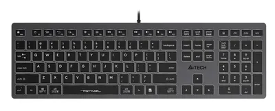 Клавиатура A4Tech FX60 серый USB slim LED (FX60 GREY / WHITE) кабель 1.5м