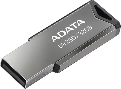 USB накопитель ADATA - UV250, USB Type A (USB 2.0), 32 ГБ, цвет серебристый, AUV250-32G-RBK
