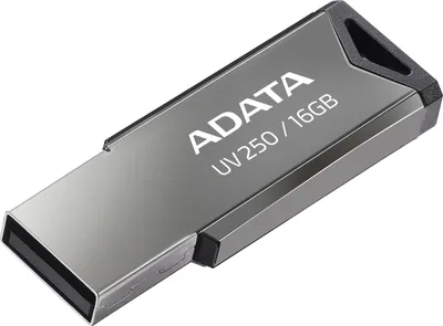 USB накопитель ADATA - UV250, USB Type A (USB 2.0), 16 ГБ, цвет серебристый, AUV250-16G-RBK