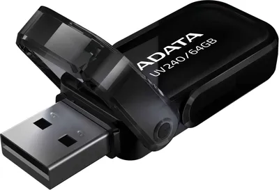 USB накопитель ADATA - UV240, USB Type A (USB 2.0), 64 ГБ, цвет чёрный, AUV240-64G-RBK