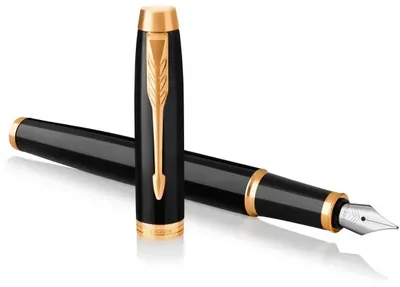 Ручка перьевая Parker IM Core F321 (1931645) Black GT перо сталь нержавеющая подар.кор.
