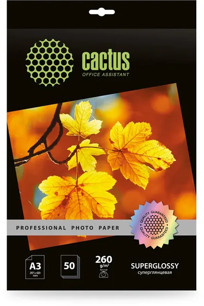 Фотобумага Cactus CS-HGA326050, A3, глянцевая, 260г/м2, 50л