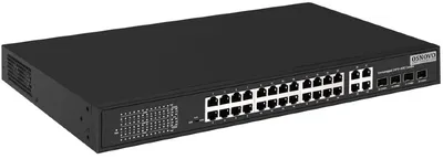 Коммутатор Osnovo PoE, Fast Ethernet на 24 x RJ45 портов + 4 x GE Combo uplink порта. Порты: 24 x FE (10/100 Base-T) с поддержкой PoE (IEEE 802.3af/at), 4 x GE Combo Uplink (RJ45 + SFP). Соответствует стандартам PoE IEEE 802.3af/at. Автоматическое определение PoE устройств. Мощность PoE на порт - до 30W. Суммарная мощность PoE до 385W. Встроенная грозозащита 3kV на порт. Питание: AC100-240V (400W). Встроенный БП. Монтаж в 19 - дюймовую стойку, крепление в комплекте. Размеры (ШxВxГ) 440 x 45 x 290мм. Рабочая температура: -10...+55 гр. С.