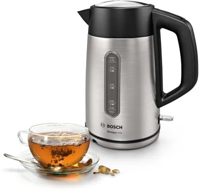 Чайник Bosch TWK4P440, 1.7л, 2400Вт, нержавеющая сталь/черный