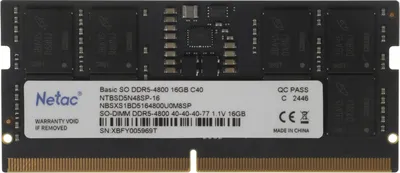 Память DDR5 Netac NTBSD5N48SP-16, 16GB, 4800MHz, SO-DIMM