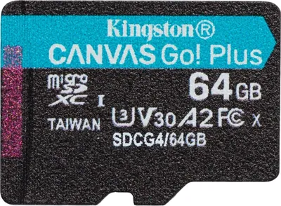Карта памяти Kingston SDCG4/64GBSP, microSDXC 64ГБ, A2 U3 V30, 200МБ/с