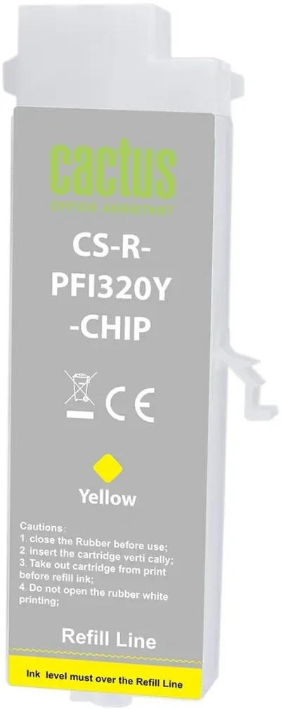 Картридж струйный Cactus CS-R-PFI320Y-CHIP, желтый, 260мл, с чипом