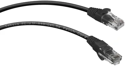 Патч-корд Cabeus PC-UTP-RJ45-Cat.5e-2m-BK Патч-корд U/UTP, категория 5е, 2xRJ45/8p8c, неэкранированный, черный, PVC, 2м