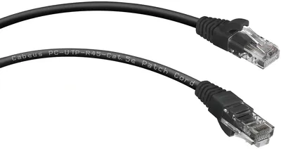 Патч-корд Cabeus PC-UTP-RJ45-Cat.5e-3m-BK Патч-корд U/UTP, категория 5е, 2xRJ45/8p8c, неэкранированный, черный, PVC, 3м