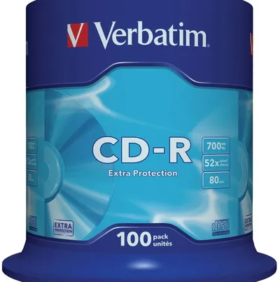 Диск CD-R 700Mb 52x Verbatim (100шт.) CakeBox <43430/43431/43411>