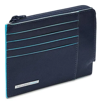Чехол PIQUADRO PU1243B2R/BLU2, для карт, синий, натуральная кожа