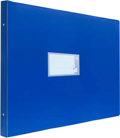 Папка Бюрократ -0827GA3BLU, A3, 4 кольца, пластик 0.8мм, 27мм