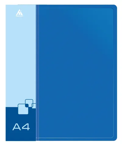 Папка Бюрократ 0840/4RBLU, A4, 4 кольца, пластик 0.8мм, корешок 40мм, синий