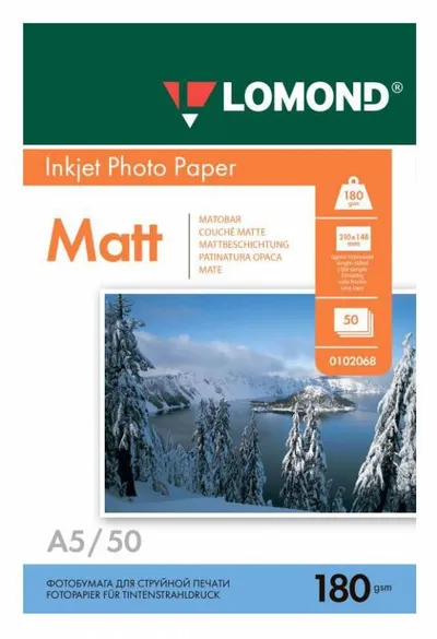 Фотобумага Lomond 0102068, A5, 180 г/м², матовая, 50 л.