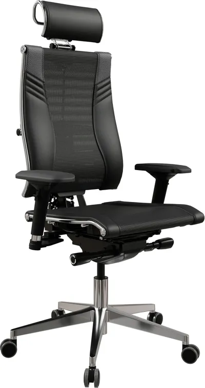 Кресло руководителя эргономичное Метта Yoga 4DT B2-15D - YM93+Infinity+carbon черный сетка/кожа с подголов. крестов. алюминий хром