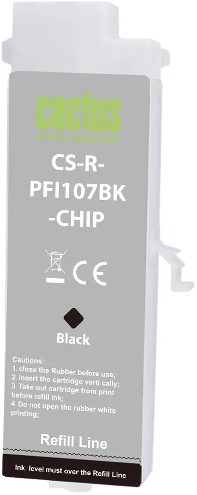 Картридж струйный Cactus CS-R-PFI107BK-CHIP, черный, 260мл, для Canon imageProGRAF