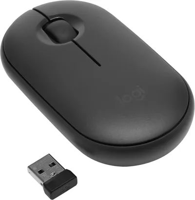 Мышь беспроводная Logitech Pebble M350 Black черная, оптическая, 1000dpi, 2.4GHz, USB-ресивер, бесшумная, под обе руки