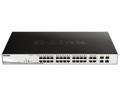 Коммутатор D-Link DGS-1210-28P/F5A, L2, 24×1GbE PoE, 4×SFP, 193W, 1U