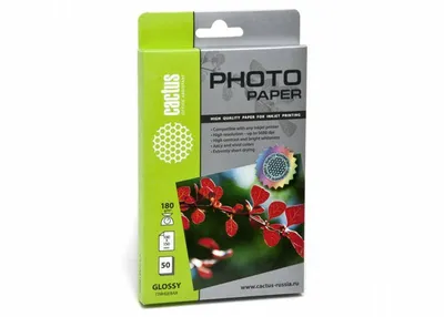 Cactus Фотобумага Cactus CS-GA618050 10x15/180г/м2/50л./белый глянцевое для струйной печати