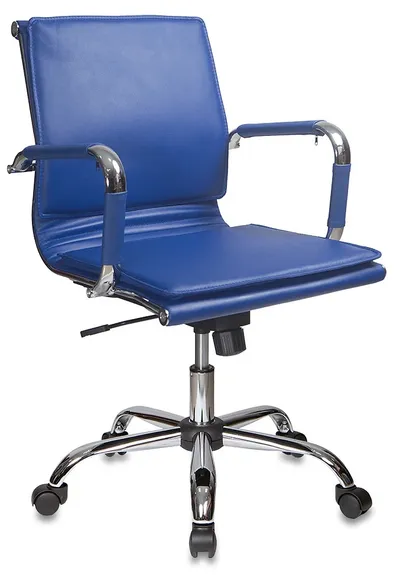 Кресло руководителя Бюрократ CH-993-Low/blue низкая спинка синий искусственная кожа  крестовина  хром