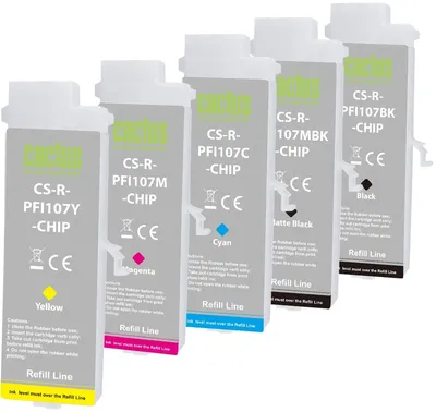 Картридж струйный Cactus CS-R-PFI107SET-CHIP, набор 5 шт., для Canon iPF
