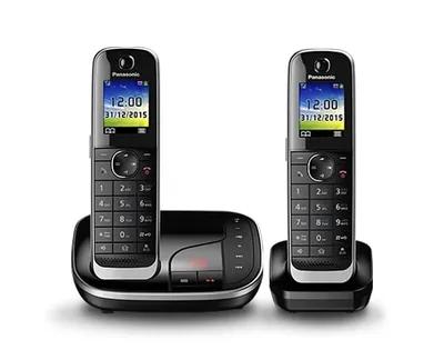 KX-TGJ322RUB - Радиотелефон PANASONIC KX-TGJ322 (RUB), переход в экорежим нажатием одной кнопки, продолжительное время работы от батареи, голосовое оповещение о номере вызывающего абонента, Черный