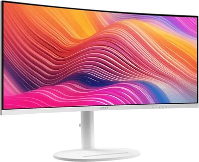 Монитор MSI - MD342CQPW, 34", 21:9, VA, 300cd/m², 3500:1, 3440x1440 (UltraWide WQHD), 120 Гц, 2x HDMI, 1x DP, USB-hub, HAS, HAS, speakers, curved, цвет белый, 9S6-3PC59H-021(036)