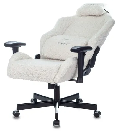 <097857> Кресло Knight T1 (экомех, мех. качания, реклайнер, крест. металл, до 150 кг) Молочный [KNIGHT T1 MILK]