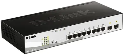Коммутатор D-Link DGS-1210-10P/FL2A, управляемый L2 PoE, 8×1GbE PoE+2×SFP, 65W