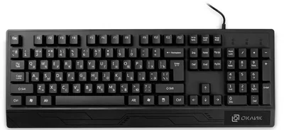 Клавиатура проводная OKLICK 115M черный (USB, 104 клавиши, водостойкая) (1678098)