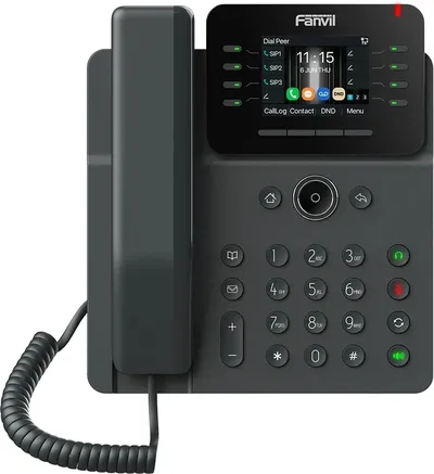 SIP-Телефон Fanvil V62G (Замена X303G), 12 SIP-акк., 2,8", 320x240 Цвет. экран, POE, БП в комп., 2x1 Gbps, Чёрный