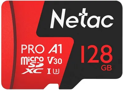 Карта памяти Netac - P500 Extreme Pro, microSDXC, read speed 100Mb/s, UHS-I Class 3, Class 10, 128GB, NT02P500PRO-128G-R