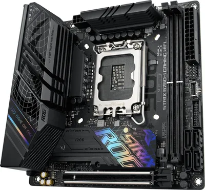 Материнская плата Asus - ROG STRIX B760-I GAMING WIFI, mITX, Intel B760, 1xLGA 1700, 2xDDR5 до 64ГБ, 1x2.5GbE, audio, M.2, Wi-Fi, Bluetooth, HDMI, DP, 4xSATA, 3xUSB2.0, 3xUSB3.2, 2xUSB3.2 Type C, ROG STRIX B760-I GAMING WIFI