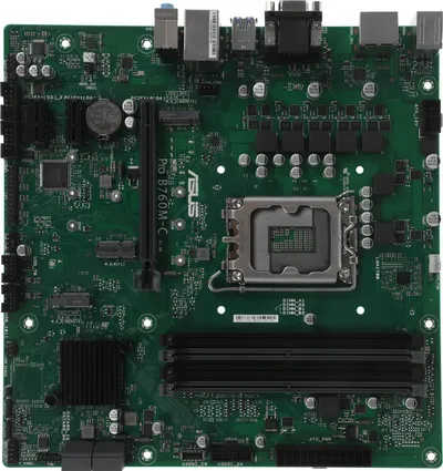 Материнская плата Asus - PRO B760M-C-CSM, mATX, Intel B760, 1xLGA 1700, 4xDDR5 до 128ГБ, 1x1GbE, audio, M.2, VGA, HDMI, DP, 2xPS/2, 4xSATA, 2xUSB2.0, 2xUSB3.2, PRO B760M-C-CSM