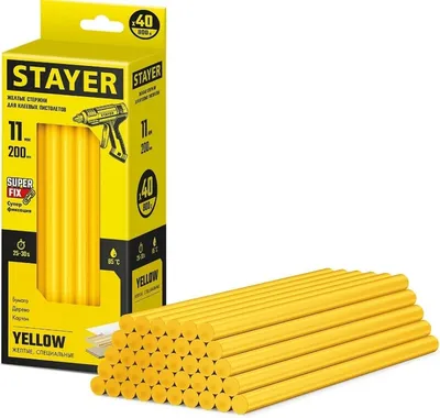 Стержни Stayer 2-06821-Y-S40, для клеевого пистолета, 11×200 мм, 40 шт