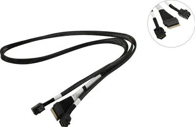 Кабель Broadcom 05-60003-00 Slimline SASx8 (SFF8654) -to- 2 SAS HD x4 (SFF8643)+ SFF9402, 1M