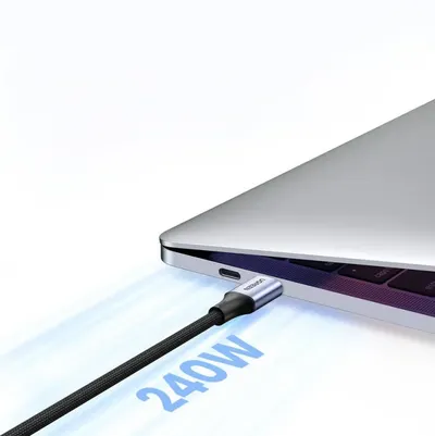 Кабель Ugreen US535, USB-C to USB-C, 240W PD, 2 м, серый