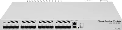 Коммутатор MikroTik Cloud Router Switch 317-1G-16S+RM with 800MHz CPU, 1GB RAM, 1xGigabit LAN, 16xSFP+ cages, RouterOS L6 or SwitchOS (dual boot), passive cooling 1U rackmount enclosure, Dual redundant PSU