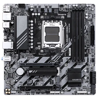 Материнская плата Gigabyte B840M DS3H Socket AM5 AMD B840 4xDDR5-5200 HDMI+DP+DP 2xPCI-Ex16 4xSATA3(RAID 0/1/10) 2xM.2 8 Ch Audio 1x2,5GLan (4+4)xUSB2.0 (2+2)xUSB3.2 (1+1)xUSB Type-C™ 1xPS/2 mATX RTL