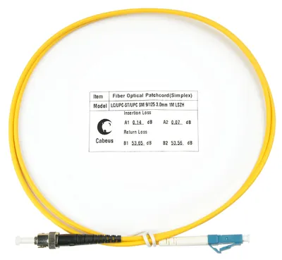 Оптический патч-корд simplex LC-ST 9/125 SM Cabeus FOP(s)-9-LC-ST-1m 1 метр желтый LSZH