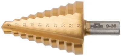 Сверло FIT 36385М ступенчатое HSS по металлу, 10 ступеней, 9–36 мм