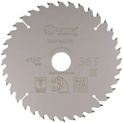 Диск пильный FIT 75-19036Т, 190×30/25,4/20/16мм, 36 зубьев