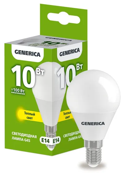 Лампа светодиодная IEK LL-G45-10-230-30-E14-G, 10Вт, 3000К, E14