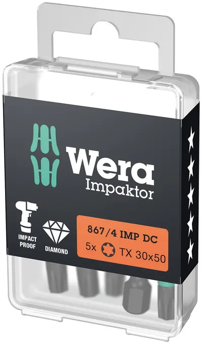 Бита ударная 867/4 IMP DC Impaktor TORX алмазное покрытие хвостовик 1/4 E 6.3 TX 30X50 мм