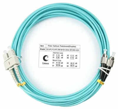 Патч-корд оптический Cabeus FOP-50-SC-FC-20m, многомодовый, SC-FC, 20м