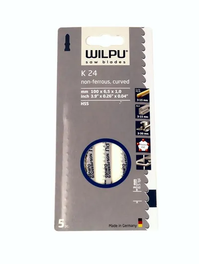 Пилка для лобзика WILPU 0278000005, K 24, 5 шт/уп