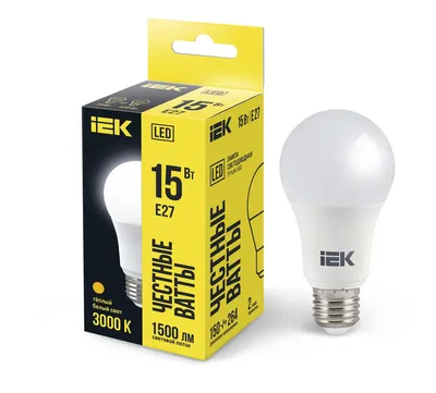 Лампа светодиодная IEK LLE-A60-15-230-30-E27, A60, 15Вт, 3000К, E27