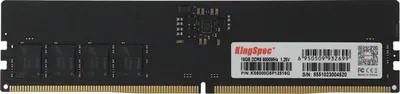 Оперативная память для компьютера 16Gb (1x16Gb) PC5-48000 6000MHz DDR5 DIMM Unbuffered CL46 Kingspec KS6000D5P12516G